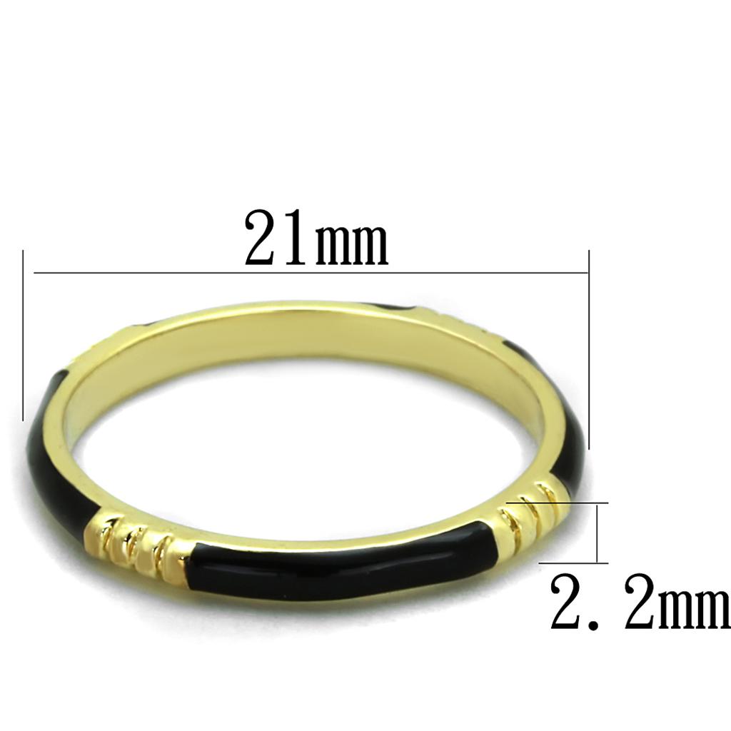 LO3550 Gold Brass Ring featuring a Jet Epoxy center stone, showcasing its elegant design and luxurious finish.