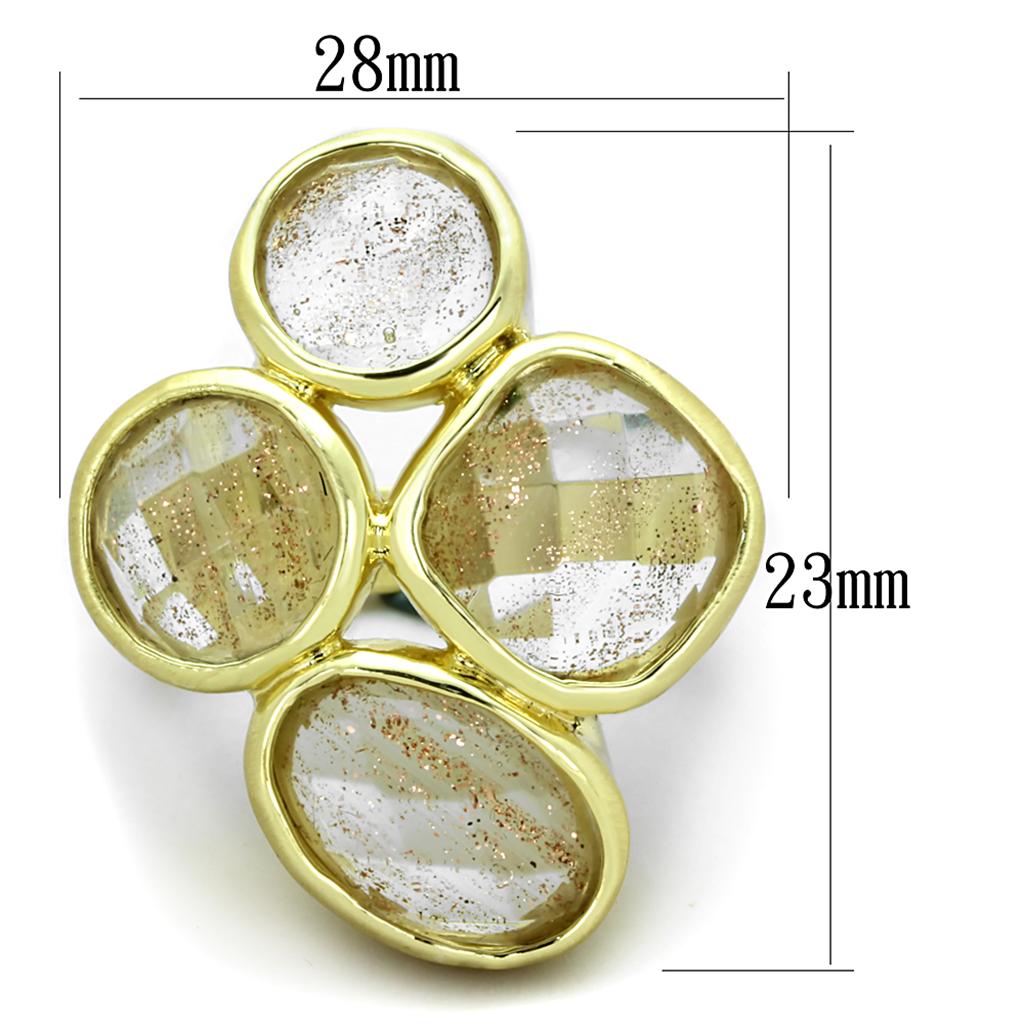 LO3599 Gold & Brush Brass Ring featuring a synthetic rutile stone in topaz color, showcasing elegant craftsmanship and design.