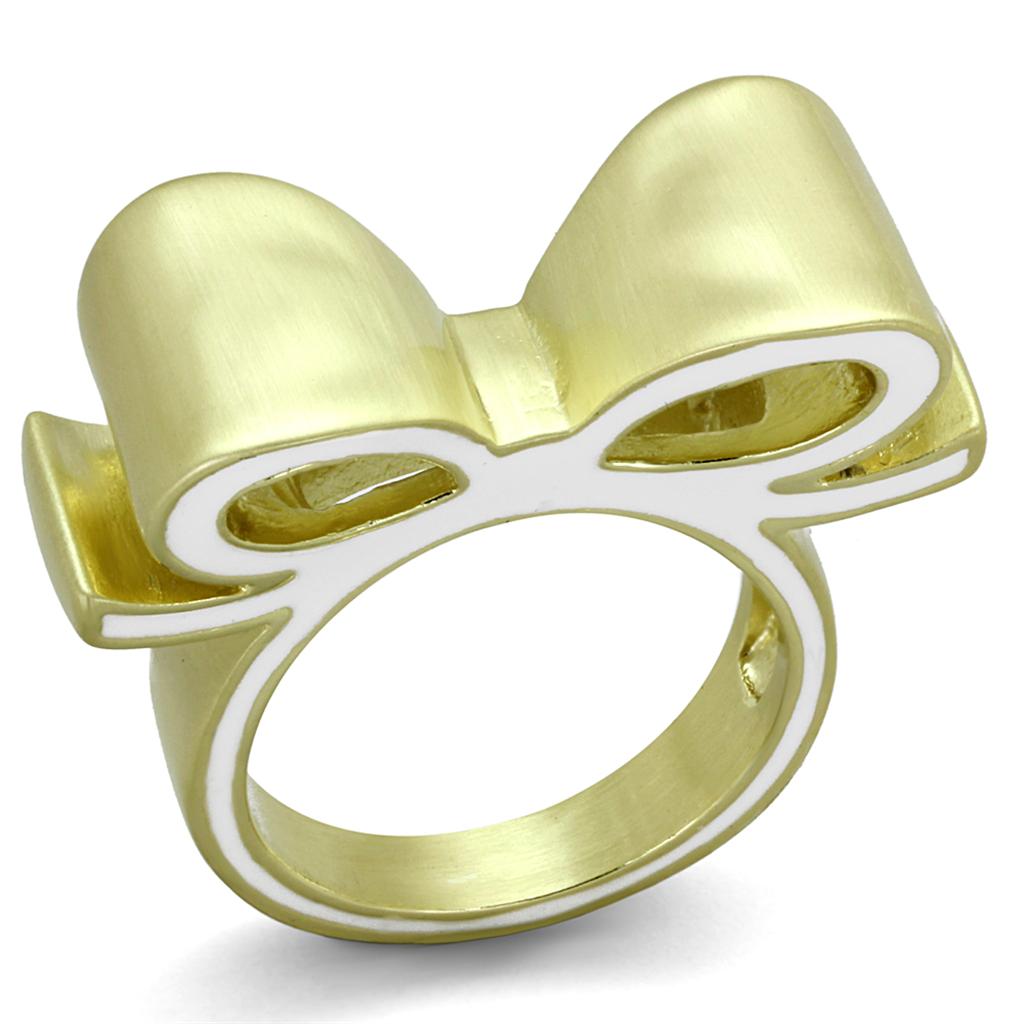 LO3600 Gold & Brush Brass Ring featuring a white epoxy center stone, showcasing its elegant design and finish.