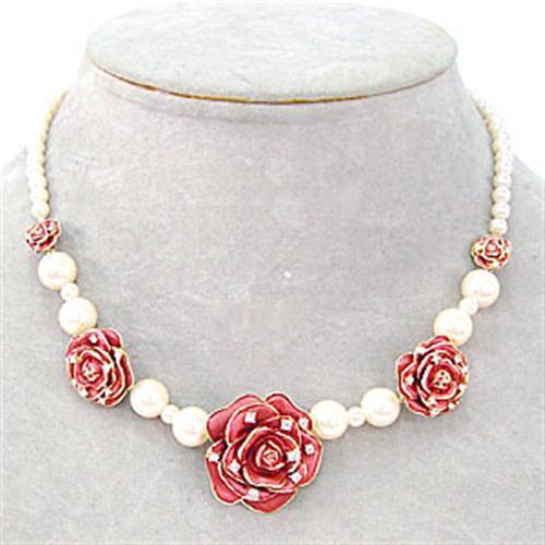 LO361 Gold Brass Necklace featuring a synthetic pearl in vibrant citrine yellow, elegantly designed for stylish wear.