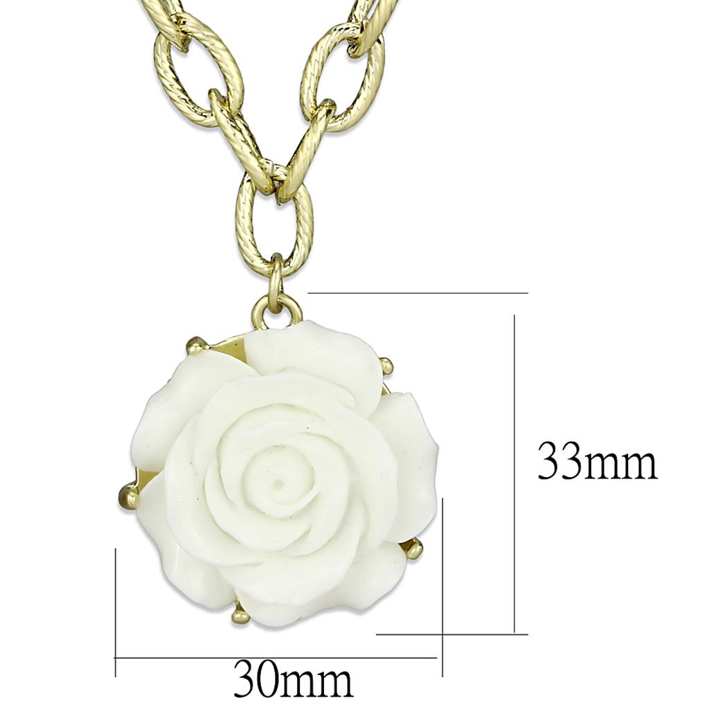 LO3661 Gold & Brush Brass Necklace featuring a white synthetic stone, elegantly designed for versatile wear.