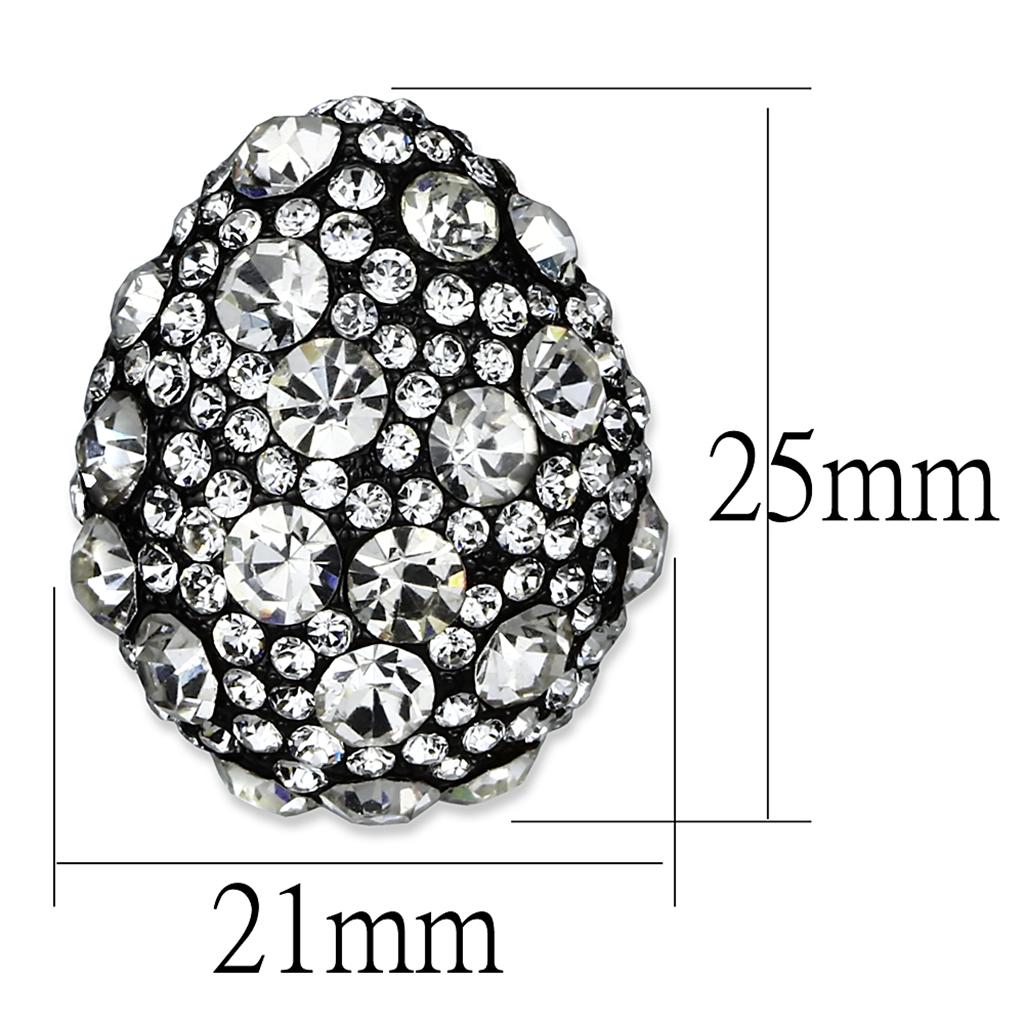 LO3700 TIN Cobalt Black Brass Earrings featuring clear Top Grade Crystal, showcasing a modern and elegant design.