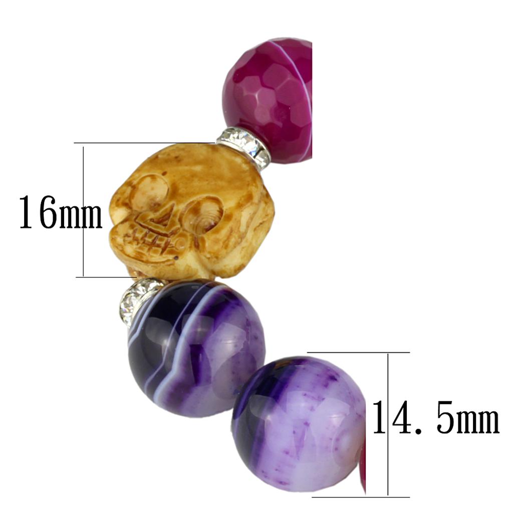 LO3775 Gold and Rhodium Brass Bracelet featuring multi-colored synthetic onyx stones, elegantly designed for versatile wear.