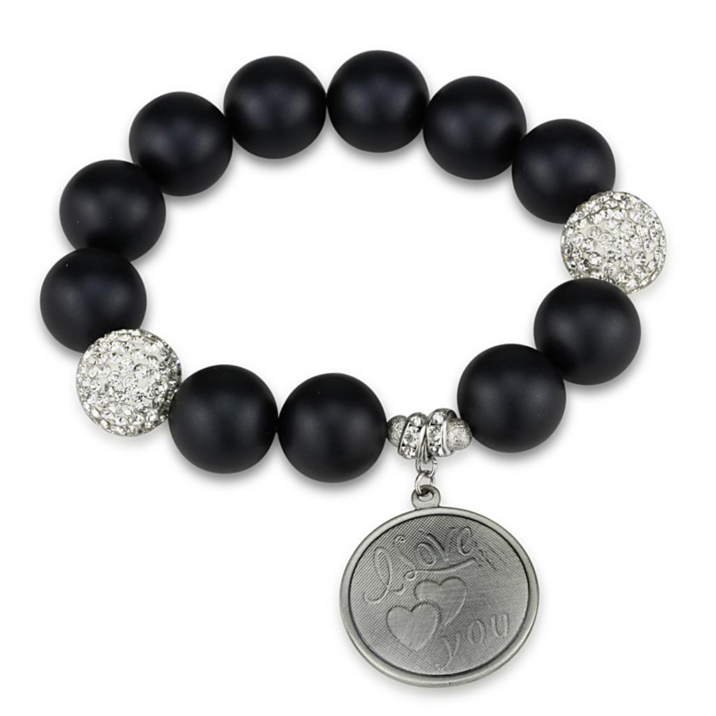 Antique silver white metal bracelet featuring synthetic onyx stone, showcasing a vintage design and elegant craftsmanship.