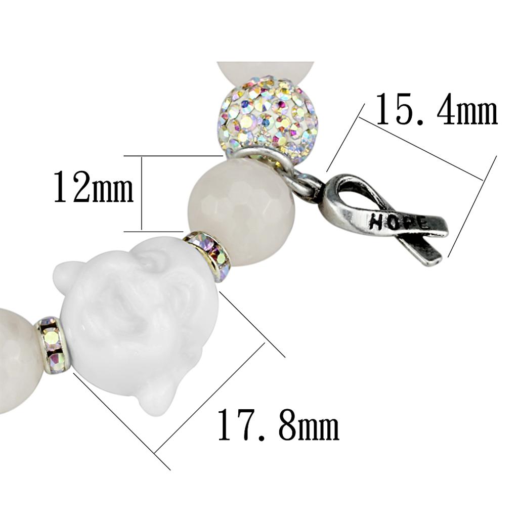 Antique silver white metal bracelet featuring a light rose synthetic onyx centerpiece, showcasing vintage elegance.