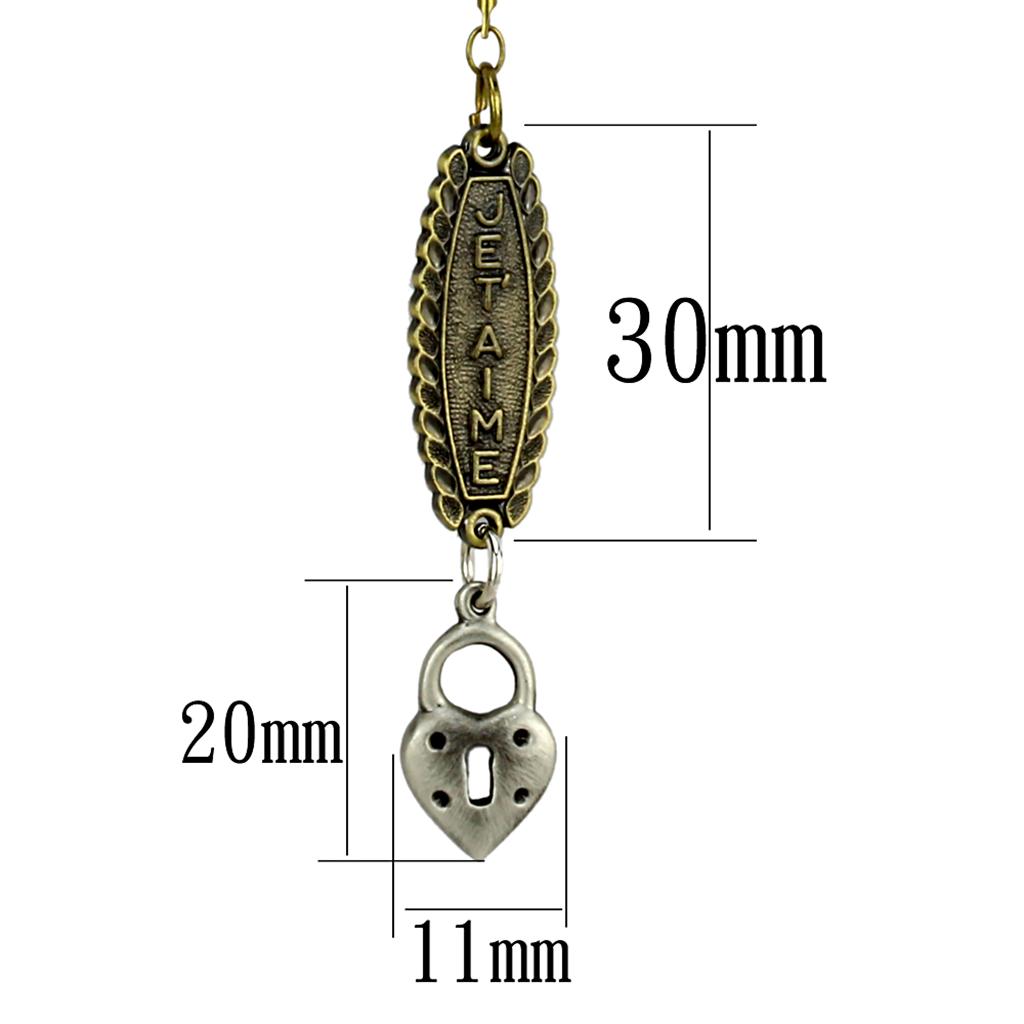 LO3823 Gold and Antique Silver Chain Pendant made of white metal, featuring a sleek design without any stones.
