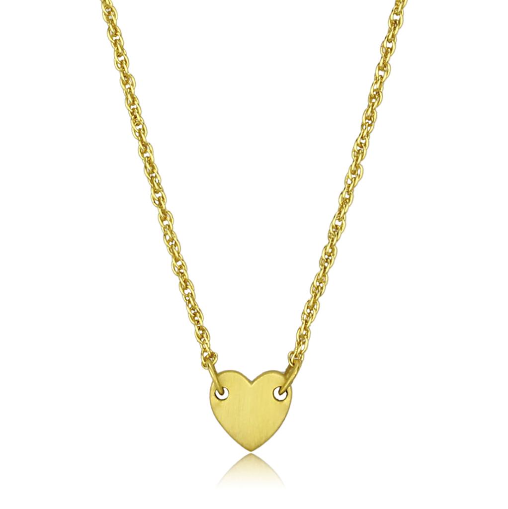 LO3843 Gold & Brush Brass Chain Pendant showcasing a minimalist design without any stones, perfect for elegant layering.