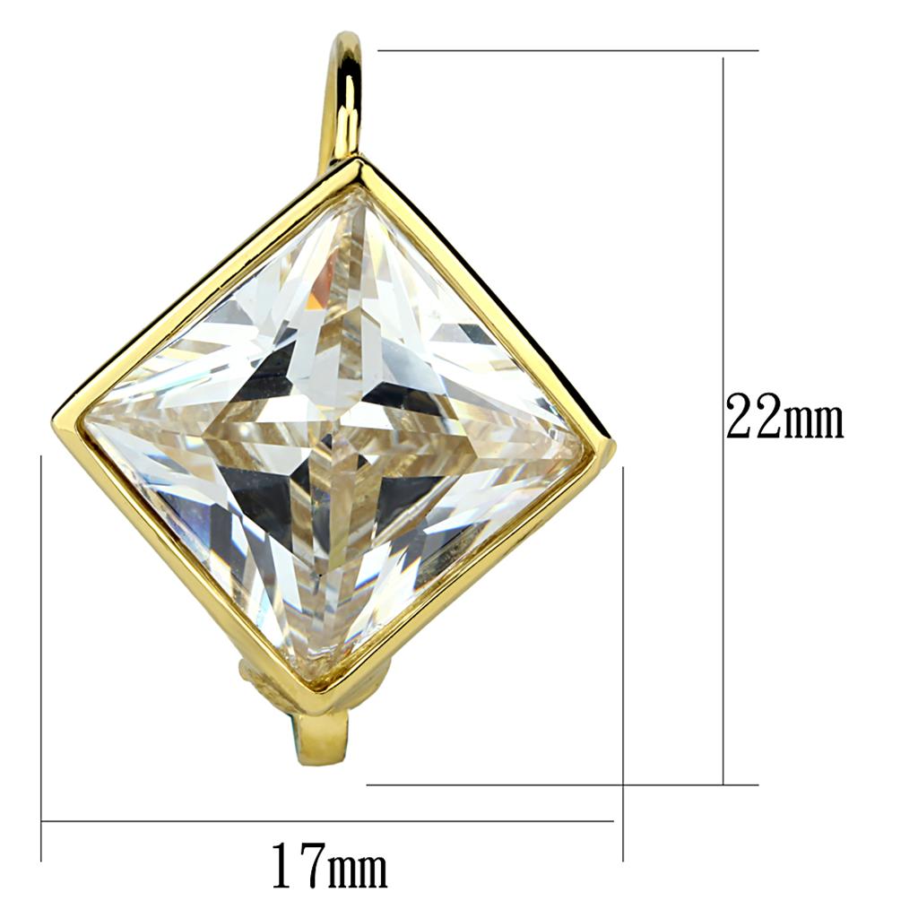 LO3867 Gold Brass Earrings featuring AAA Grade Clear CZ stones, elegantly designed for a luxurious look.