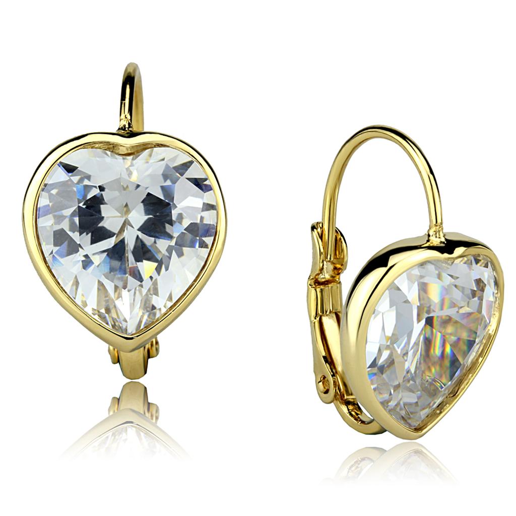 Elegant gold brass earrings featuring AAA Grade clear CZ stones, perfect for any occasion.