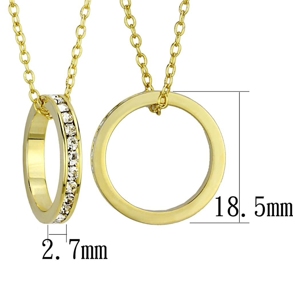 LO3930 Gold Brass Chain Pendant featuring a clear top grade crystal, elegantly designed for versatile wear.