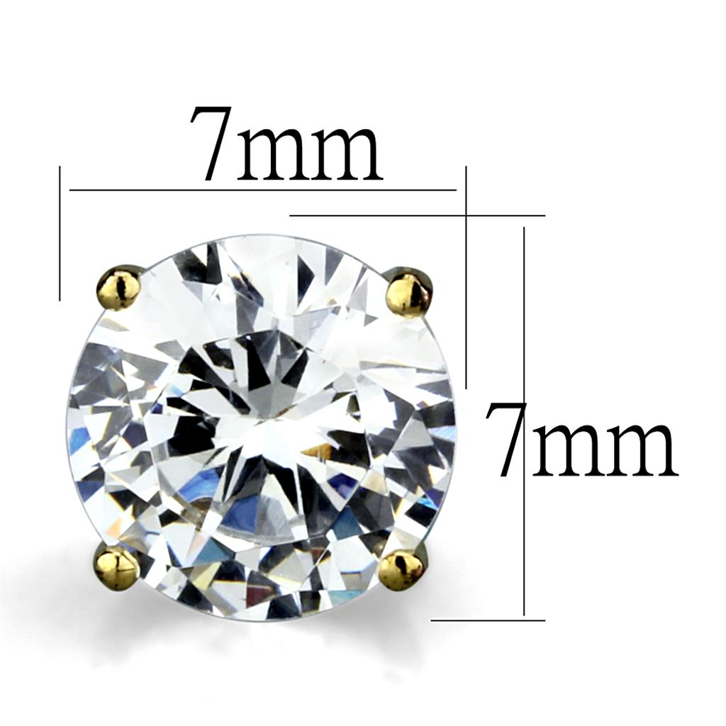 Elegant LO3949 Gold Brass Earrings featuring AAA Grade Clear CZ stones, showcasing a luxurious design perfect for any occasion.