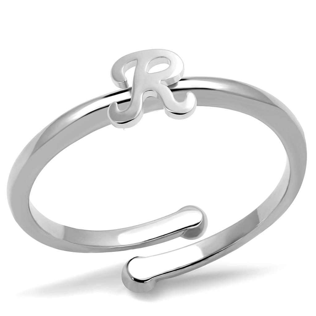 LO3995 Rhodium Brass Ring with a sleek, minimalist design, showcasing its shiny rhodium finish and lightweight brass material.