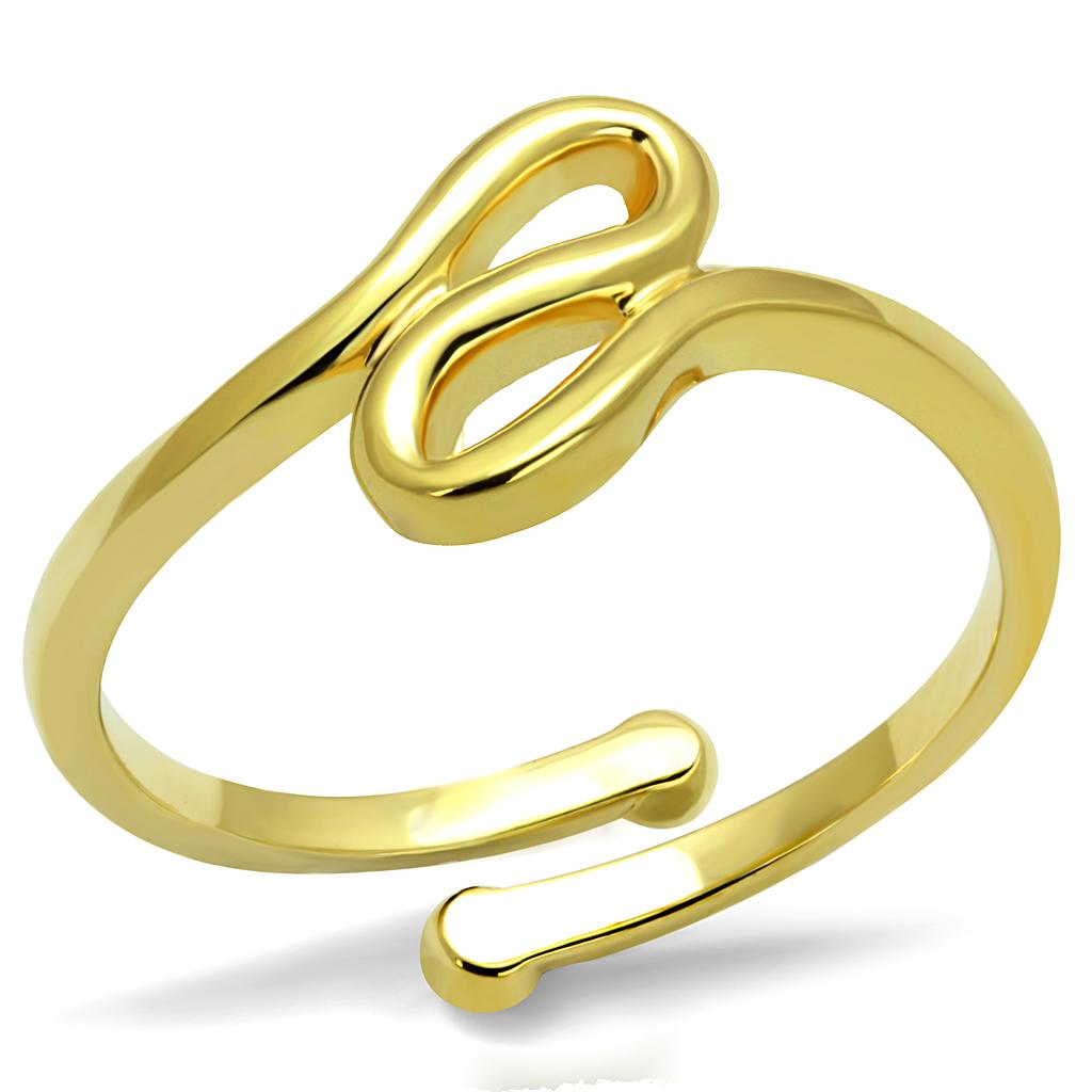 LO4000 Flash Gold Brass Ring with a sleek design, featuring a shiny gold finish and no center stone, perfect for everyday wear.