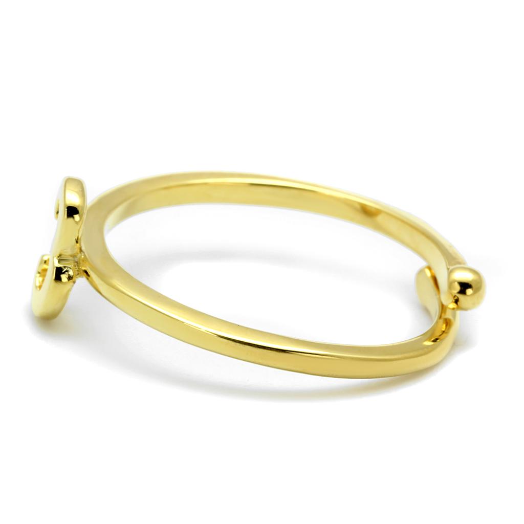 LO4022 Flash Gold Brass Ring with a sleek, minimalist design, featuring a luxurious gold finish and no center stone.