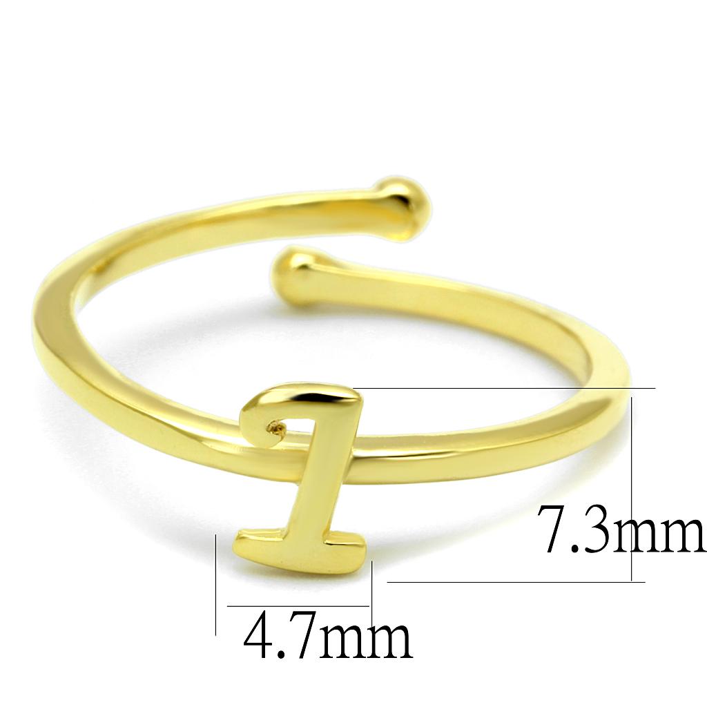 LO4020 Flash Gold Brass Ring with a minimalist design, featuring a shiny gold finish and no center stone, perfect for everyday wear.