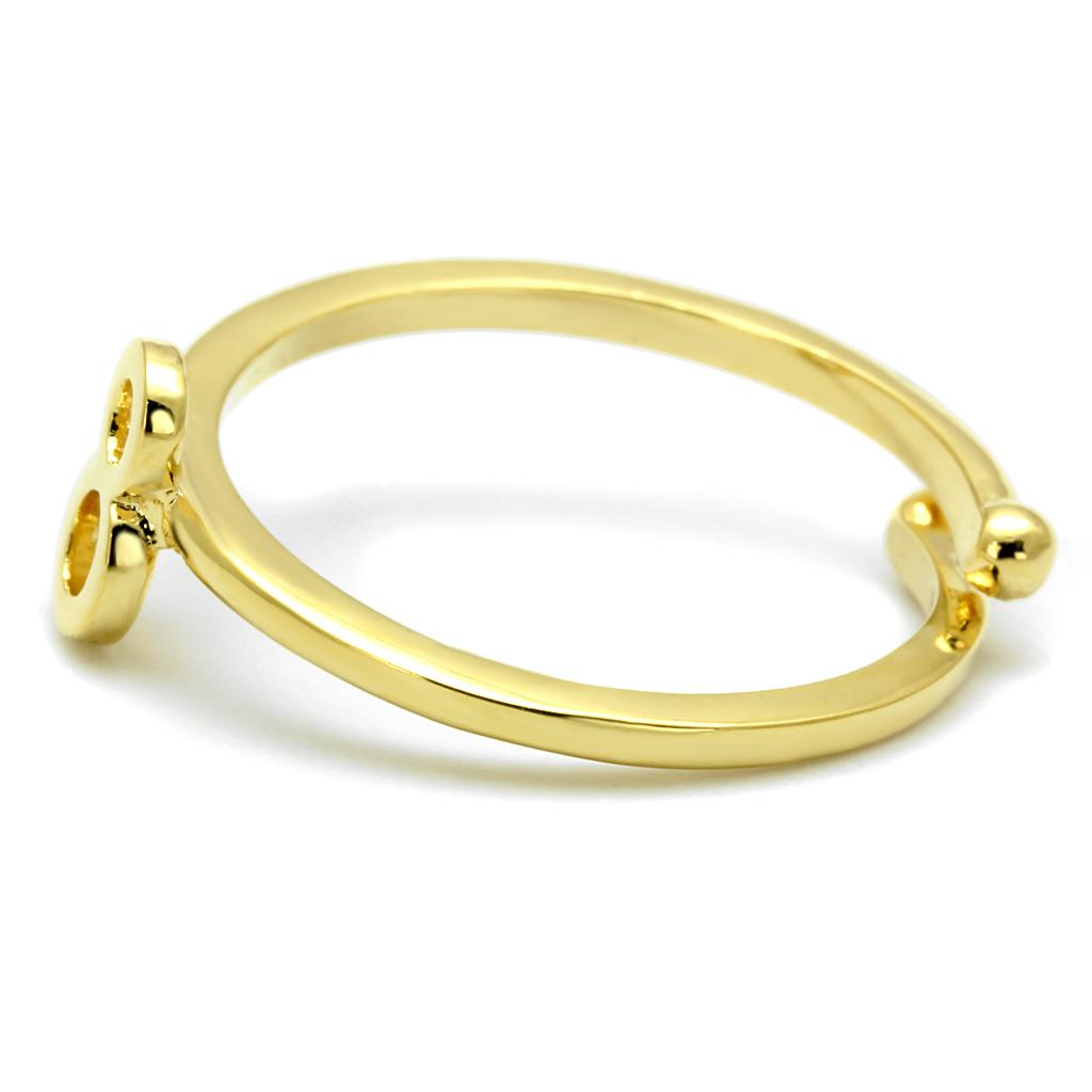 LO4030 Flash Gold Brass Ring with a sleek, minimalist design, featuring a shiny gold finish and no center stone, perfect for stacking or solo wear.