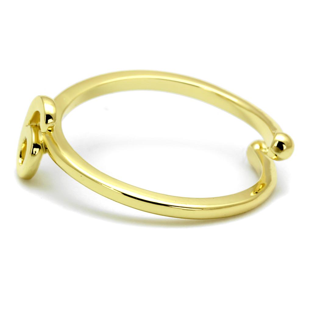 LO4034 Flash Gold Brass Ring with a sleek, minimalist design, featuring a luxurious gold finish and no center stone.