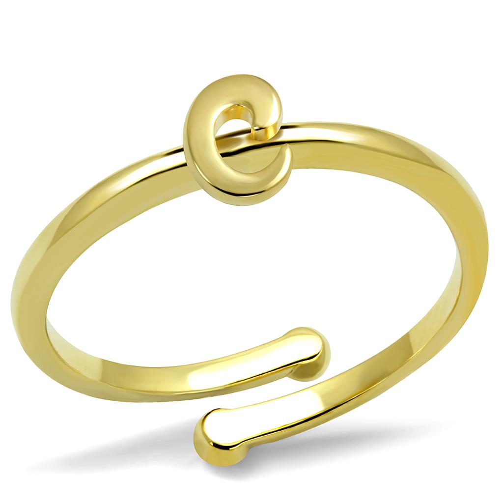 LO4008 Flash Gold Brass Ring with a minimalist design, featuring a luxurious gold finish and no center stone, perfect for stacking or solo wear.