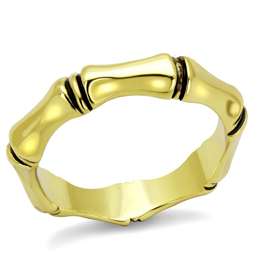 LO4099 Gold Brass Ring featuring a Jet Epoxy center stone, showcasing a luxurious gold finish and elegant design.