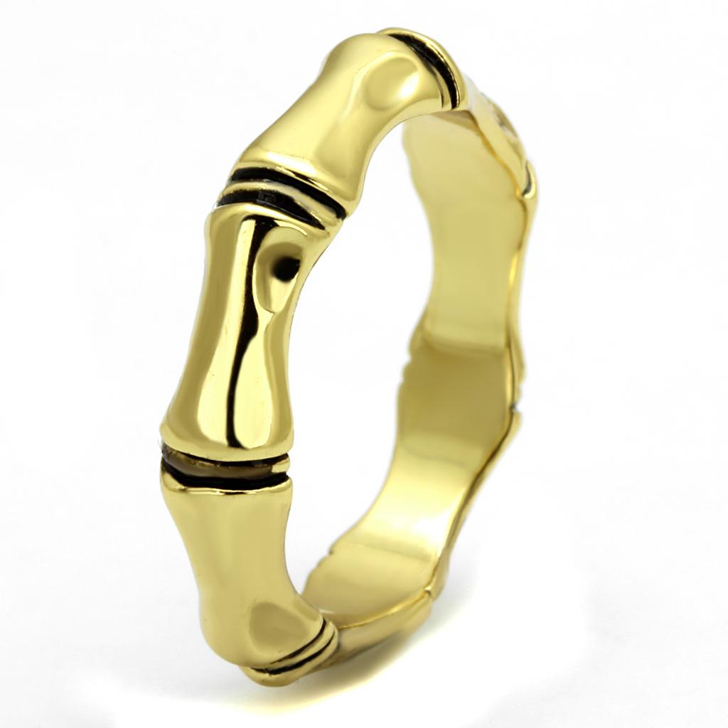 LO4099 Gold Brass Ring featuring a Jet Epoxy center stone, showcasing a luxurious gold finish and elegant design.
