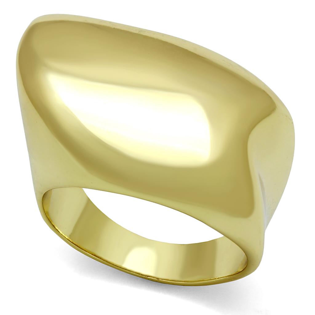 LO4105 Gold Brass Ring with a sleek design, featuring a luxurious gold finish and no center stone, perfect for minimalist jewelry lovers.