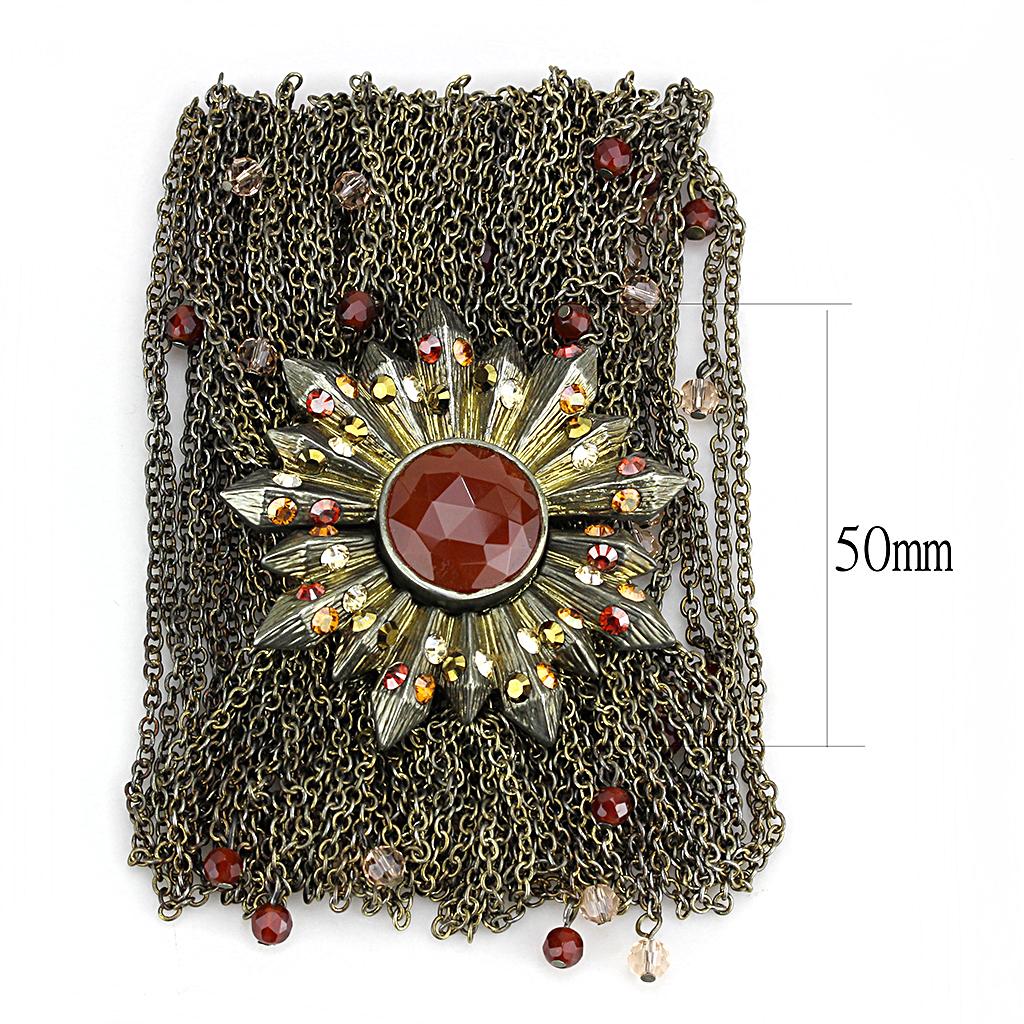 Antique Copper Brass Bracelet featuring Synthetic Onyx in Garnet, showcasing intricate design and elegant finish.