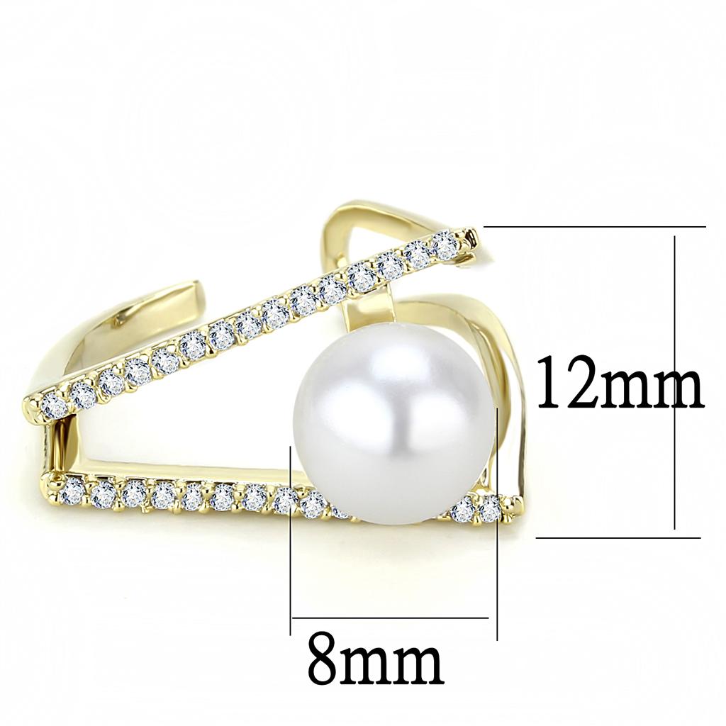 LO4246 Flash Gold Brass Ring featuring a white synthetic pearl, showcasing its elegant design and luxurious finish.