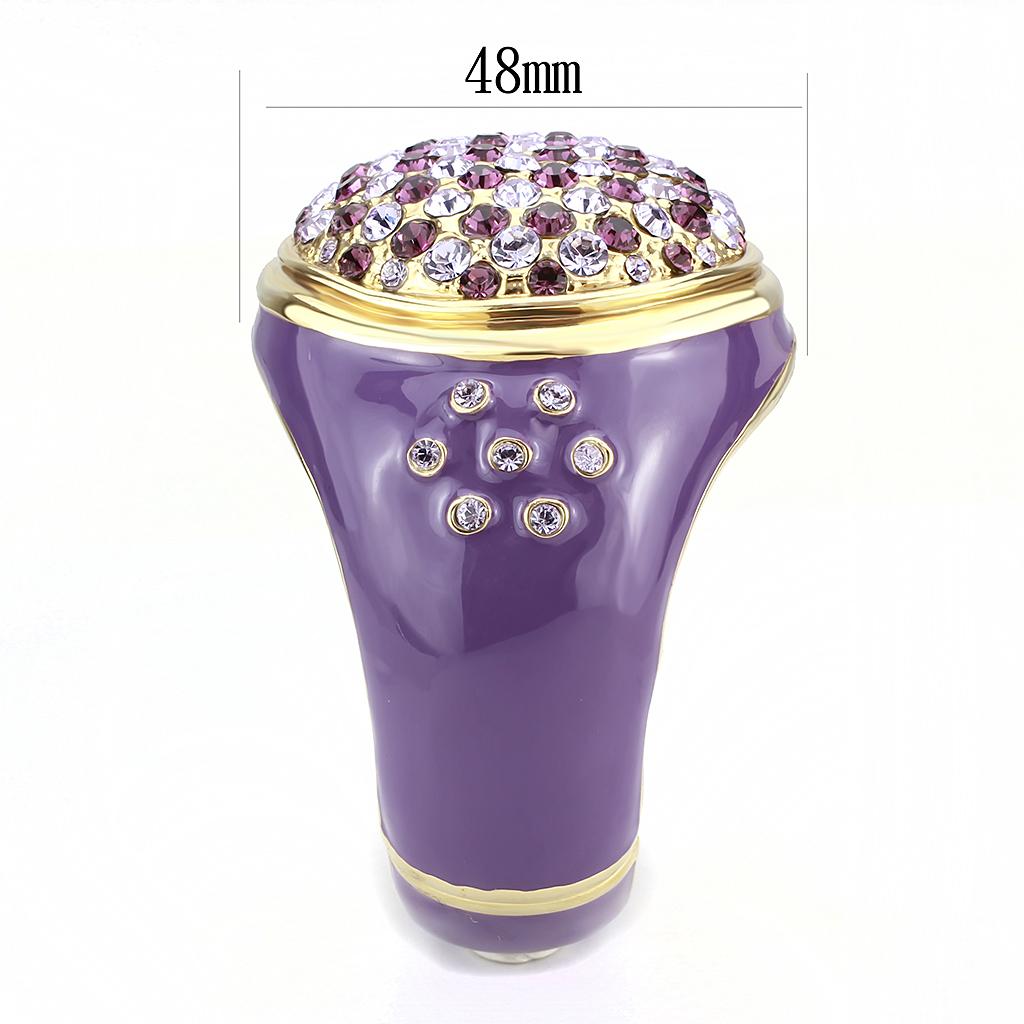 Elegant LO4326 Gold Brass Bangle featuring a stunning top-grade amethyst crystal, perfect for stylish accessorizing.