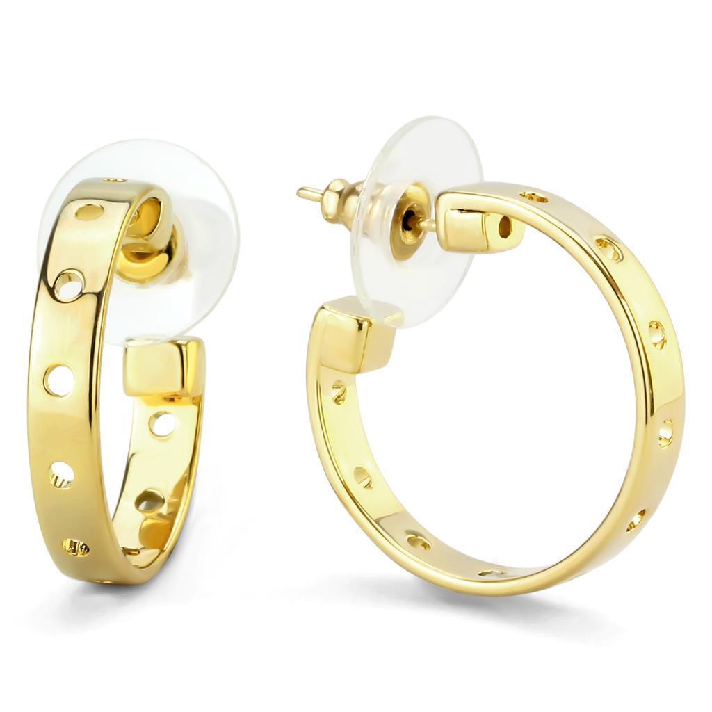 Elegant LO4681 Gold Brass Earrings with a minimalist design, featuring a smooth gold finish and no stones.