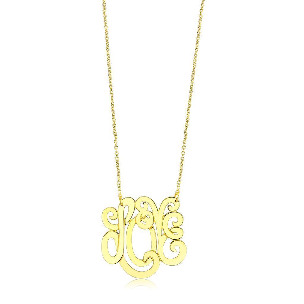 LO4690 Rhodium Brass Necklace with a sleek design, showcasing its shiny finish and lightweight structure.