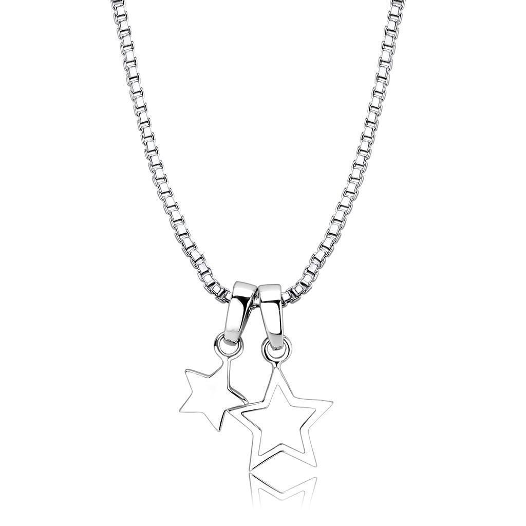 LO4701 IP rhodium brass chain pendant with a minimalist design, featuring a sleek finish and no center stone.