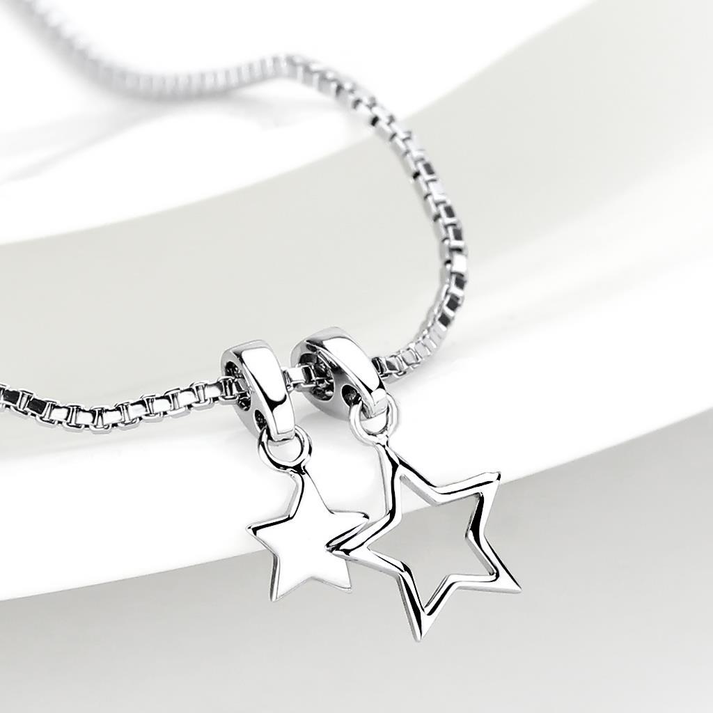 LO4701 IP rhodium brass chain pendant with a minimalist design, featuring a sleek finish and no center stone.