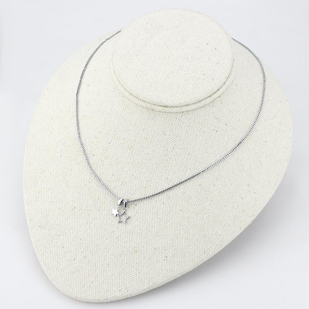 LO4701 IP rhodium brass chain pendant with a minimalist design, featuring a sleek finish and no center stone.