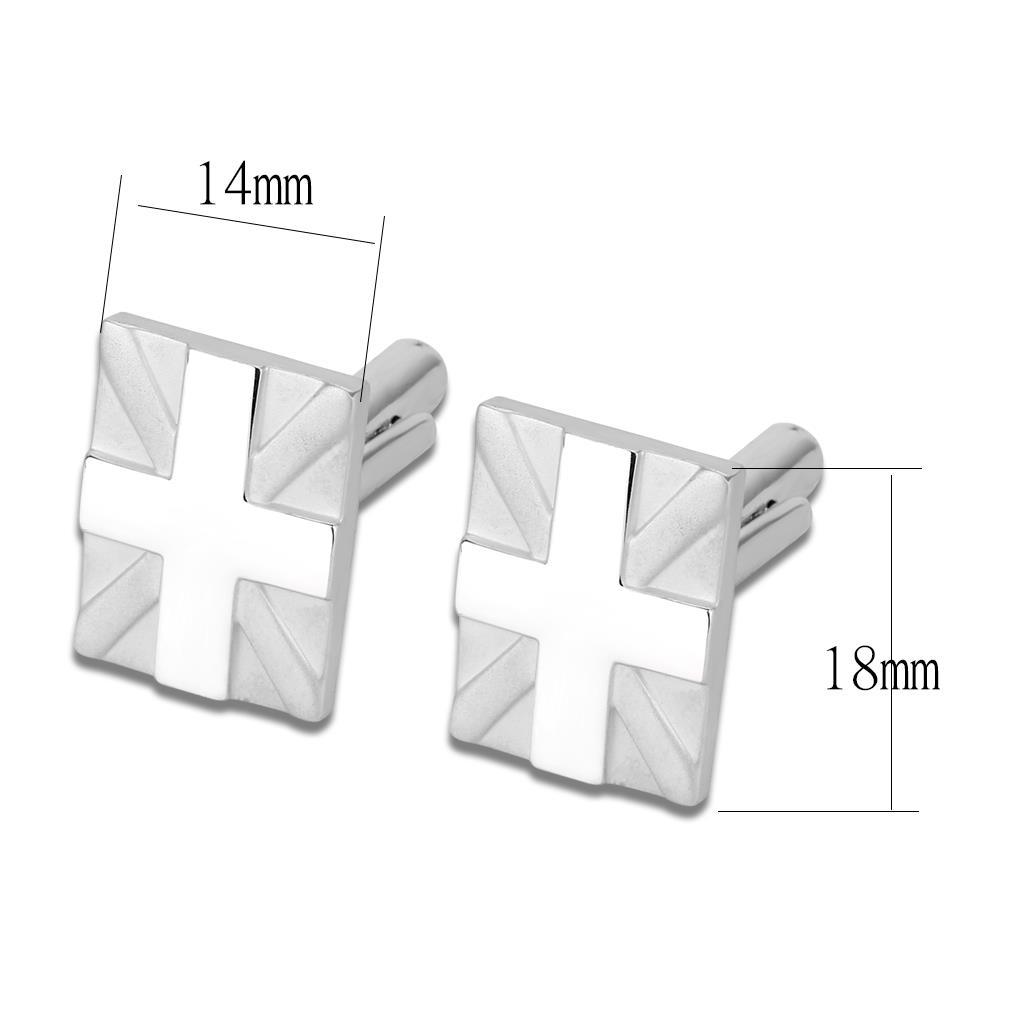 Matte Rhodium & Rhodium Brass Cufflink with a sleek design, showcasing a modern finish without any stones.