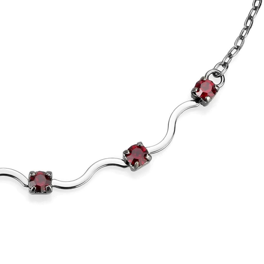 LO4730 Ruthenium White Metal Necklace featuring AAA Grade CZ in Siam, showcasing its elegant design and vibrant color.