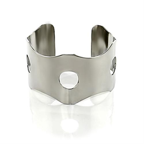 LO481 Stainless Steel Bangle with a sleek, minimalist design, showcasing its shiny surface and lightweight structure.
