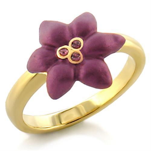 LO513 Gold White Metal Ring featuring a top-grade Amethyst crystal, showcasing its elegant design and luxurious finish.
