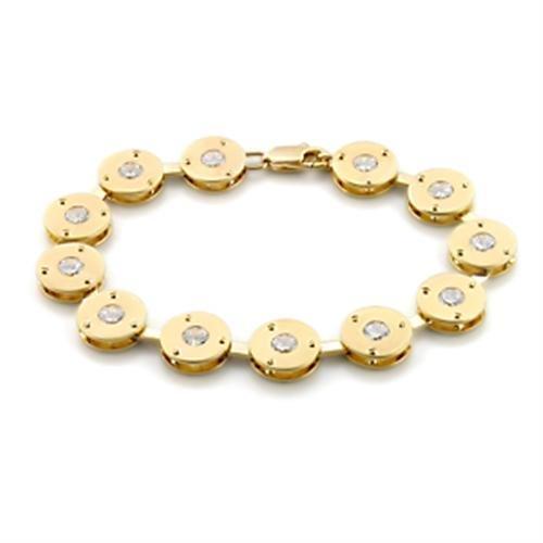 LO591 Matte Gold & Gold Brass Bracelet featuring AAA Grade CZ stones in clear, showcasing its elegant design and luxurious finish.