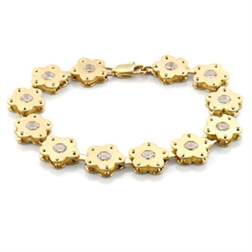 LO596 Matte Gold & Gold Brass Bracelet featuring AAA Grade Clear CZ stones, showcasing its elegant design and luxurious finish.