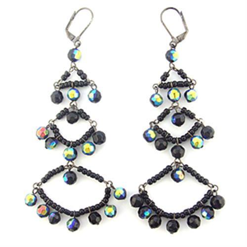 LO628 Antique Silver Brass Earrings featuring multi-color top-grade crystals, showcasing vintage elegance and quality craftsmanship.