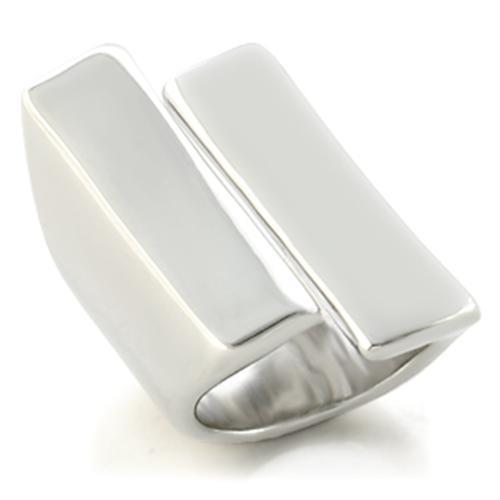 LO654 Rhodium Brass Ring with a sleek, polished finish, showcasing its elegant design without any stones.