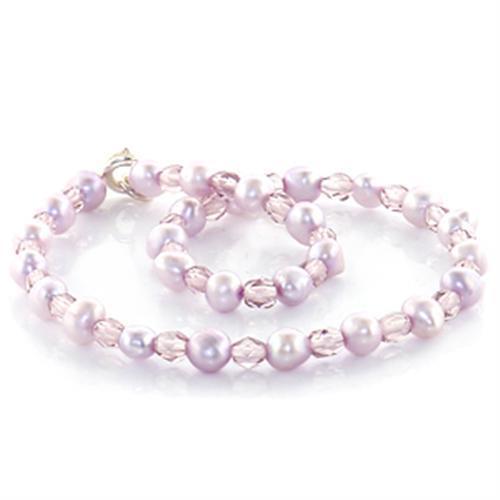 LO767 Stone Anklet featuring a light amethyst synthetic pearl, elegantly designed for stylish wear.