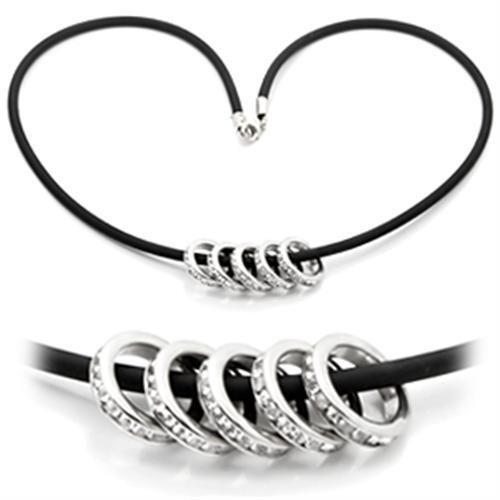 LO826 Rhodium Brass Chain Pendant featuring a clear top grade crystal, showcasing its elegant design and luxurious finish.