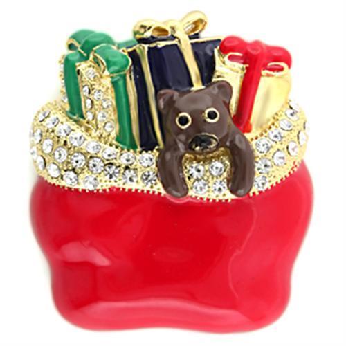 LO838 Gold White Metal Brooch featuring clear top-grade crystals, elegantly designed for versatile wear.