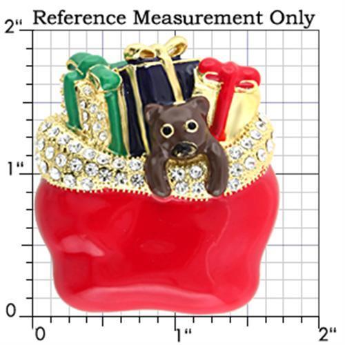 LO838 Gold White Metal Brooch featuring clear top-grade crystals, elegantly designed for versatile wear.