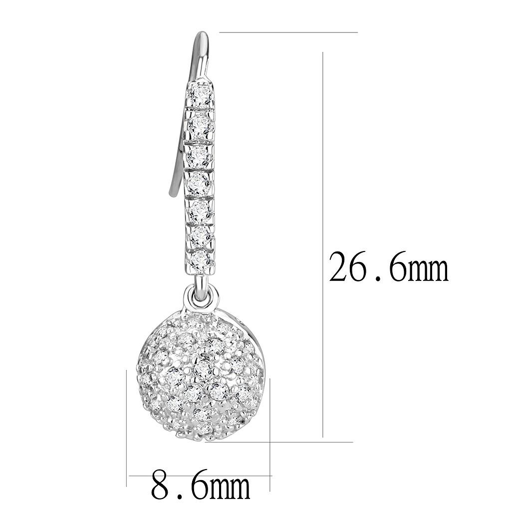 LO893 Rhodium Brass Earrings featuring AAA Grade Clear CZ, showcasing elegant design and sparkling finish.
