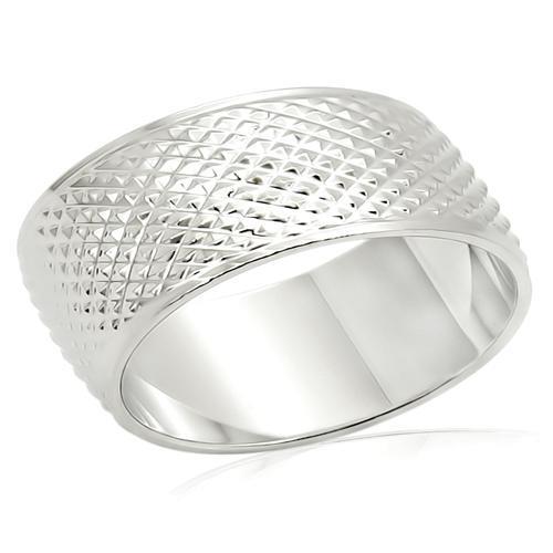 LO988 Imitation Rhodium Brass Ring with a sleek design, showcasing its shiny finish and lightweight structure, perfect for any occasion.