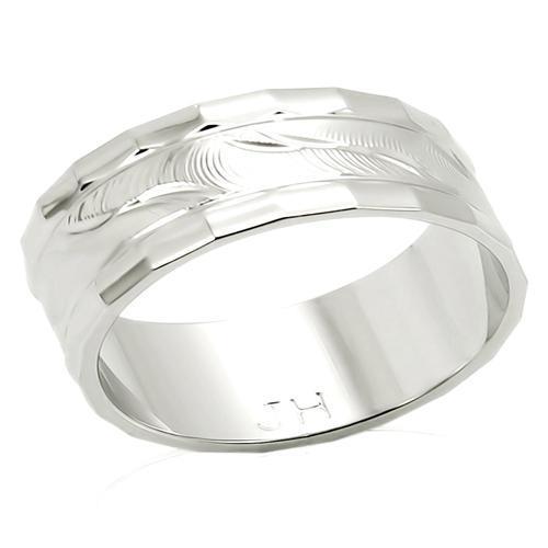 LO982 Imitation Rhodium Brass Ring with a sleek, polished finish, showcasing its minimalist design without any stones.