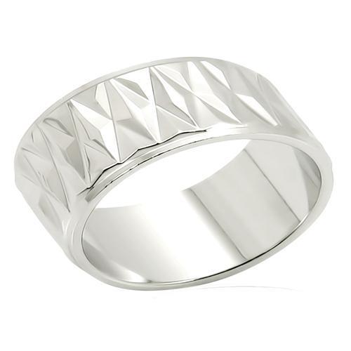 LO986 Imitation Rhodium Brass Ring with a sleek design, showcasing its shiny finish and lightweight structure, perfect for everyday wear.