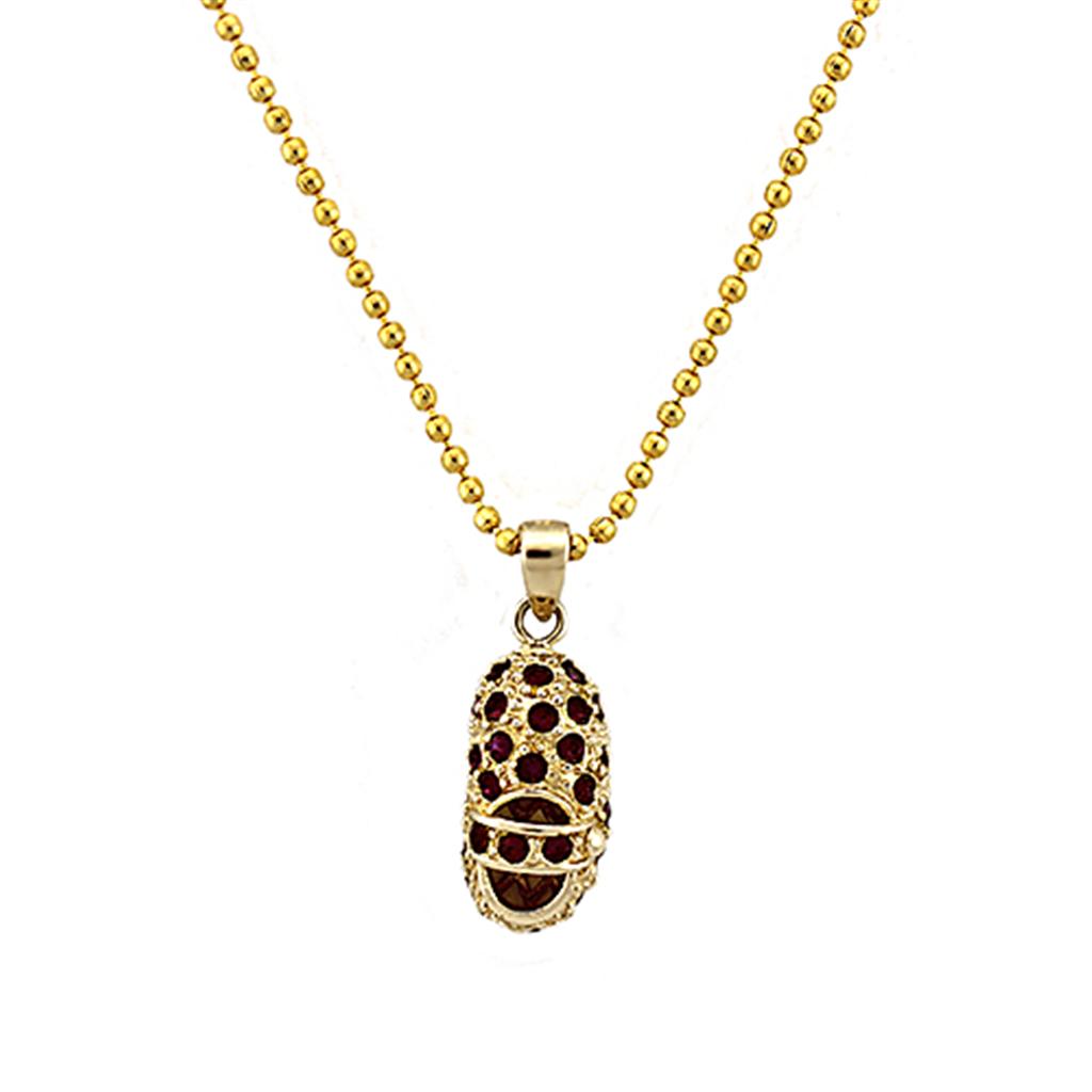 LOA1355 Gold 925 Sterling Silver Chain Pendant featuring AAA Grade CZ stone in Siam color, showcasing its elegant design.